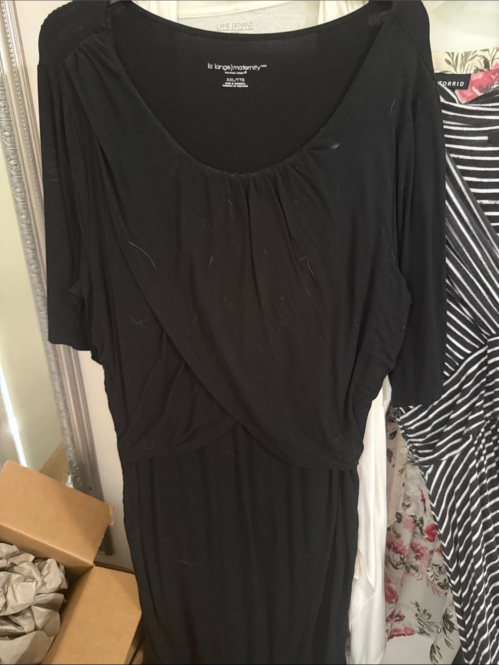 Liz Lange Black Wrap-Style Midi Dress